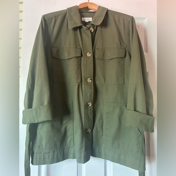 Free Assembly Women’s Olive Button Down Utility Jacket. Gently used. - Picture 4 of 14